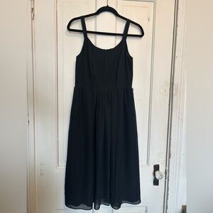 LOFT Black Chiffon Midi Dress